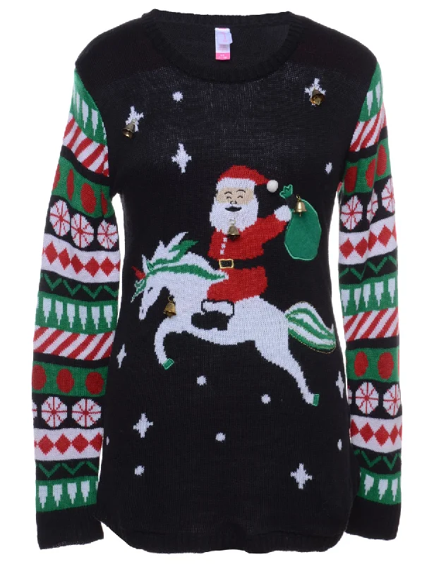 Beyond Retro Reworked Christmas Jumper With Bells - L