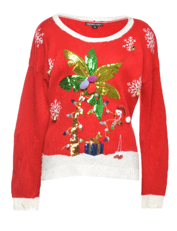 Beyond Retro Reworked Christmas Jumper With Bells - L