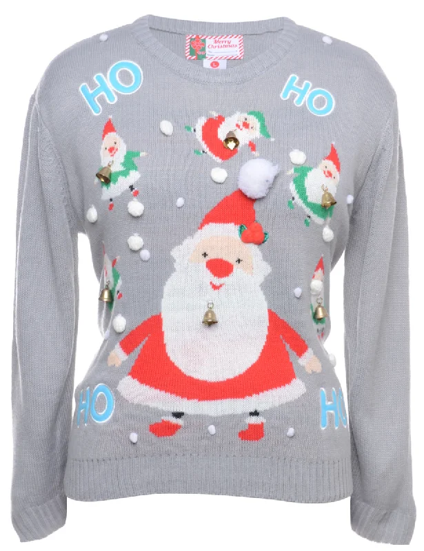 Beyond Retro Reworked Christmas Jumper With Bells - L