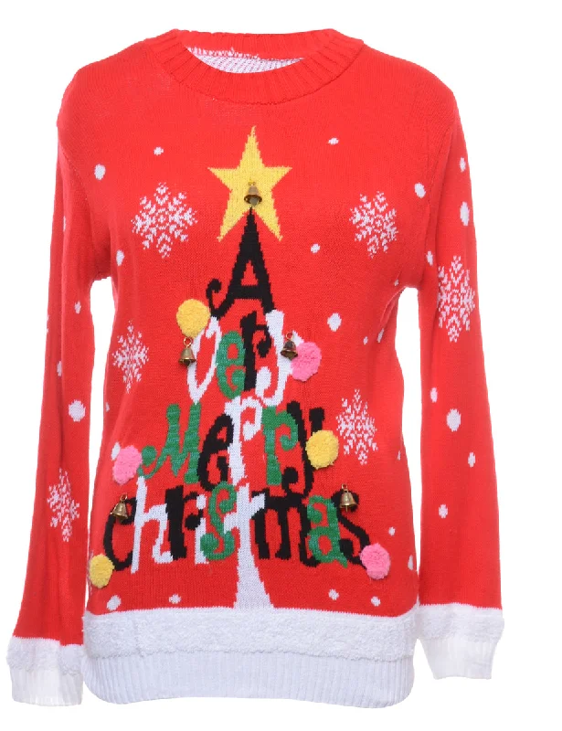 Beyond Retro Reworked Christmas Jumper With Bells - M