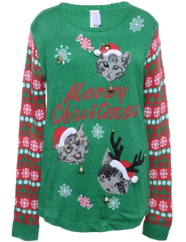 Beyond Retro Reworked Christmas Jumper With Bells - XL