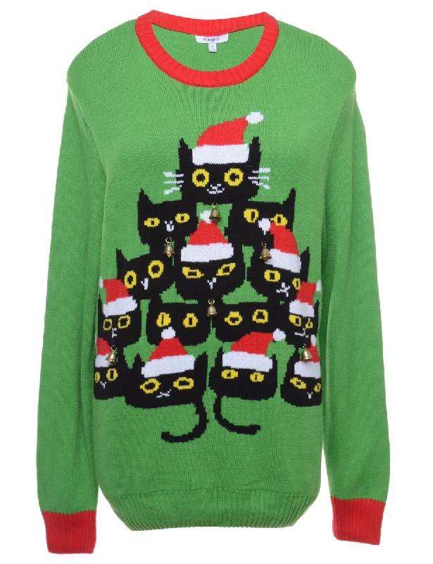 Beyond Retro Reworked Christmas Jumper With Bells - XL