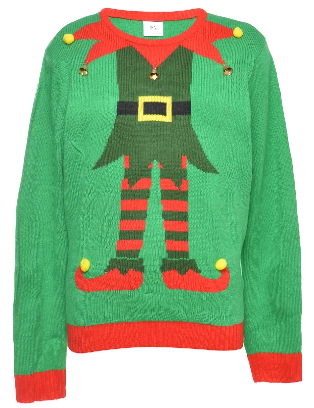 Beyond Retro Reworked Christmas Jumper With Bells - XL