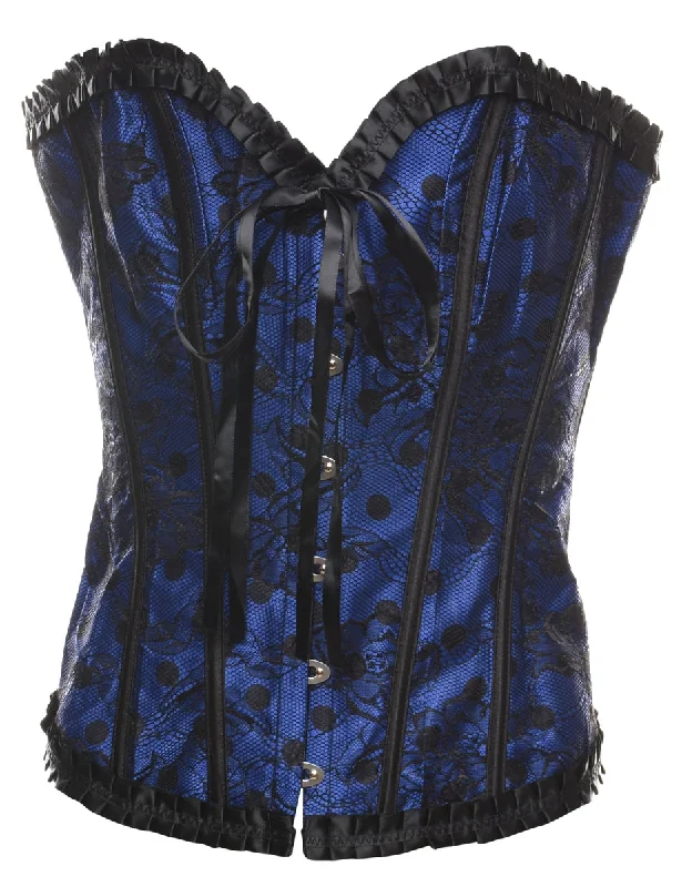 Black & Blue 1990s Lace Corset - M