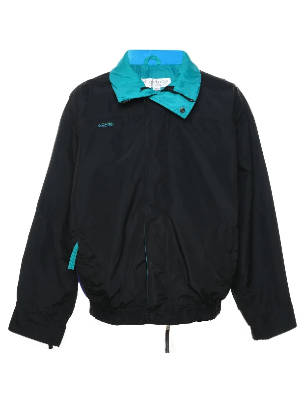 Black & Blue Contrast Nylon Columbia Jacket - L