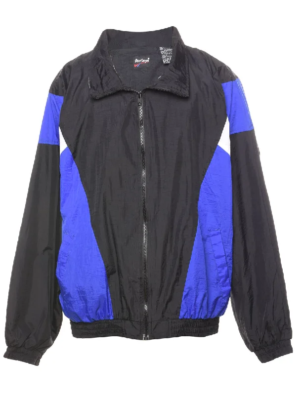 Black & Blue Contrast Nylon Jacket - L