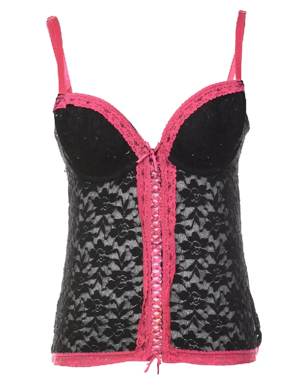 Black & Pink Lace Y2K Babydoll - XS