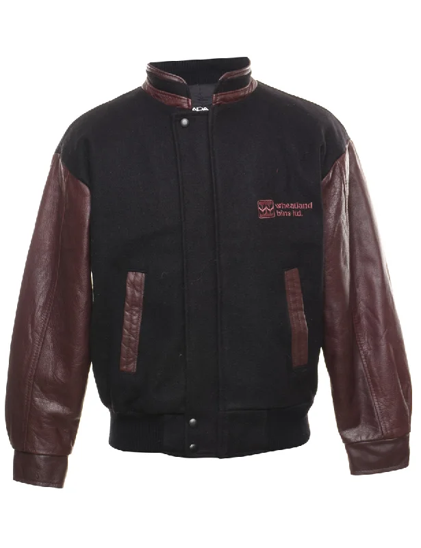 Black & Plum Canada Design Classic Varsity Jacket - S