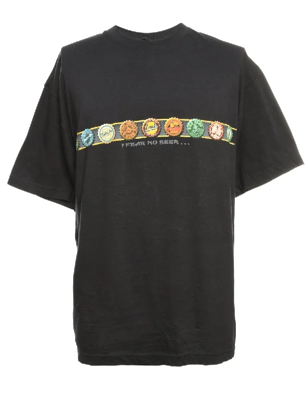 Black Printed T-shirt - M