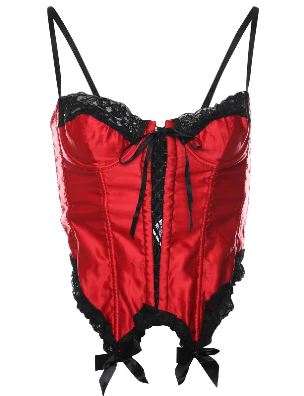 Black & Red Classic Lace Bustier  - S