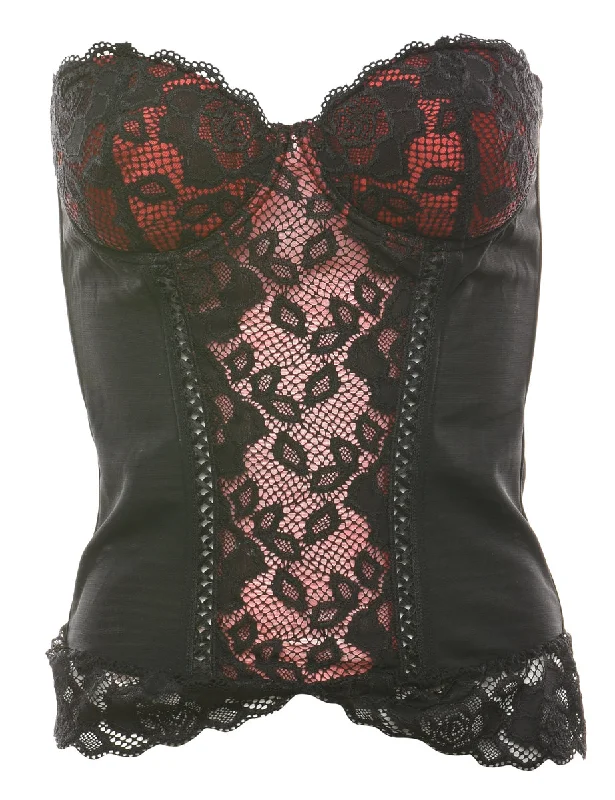 Black & Red Classic Lace Corset - S