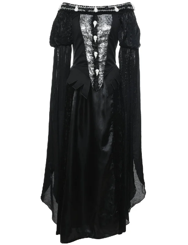 Black Skull Detail Halloween Dress - M