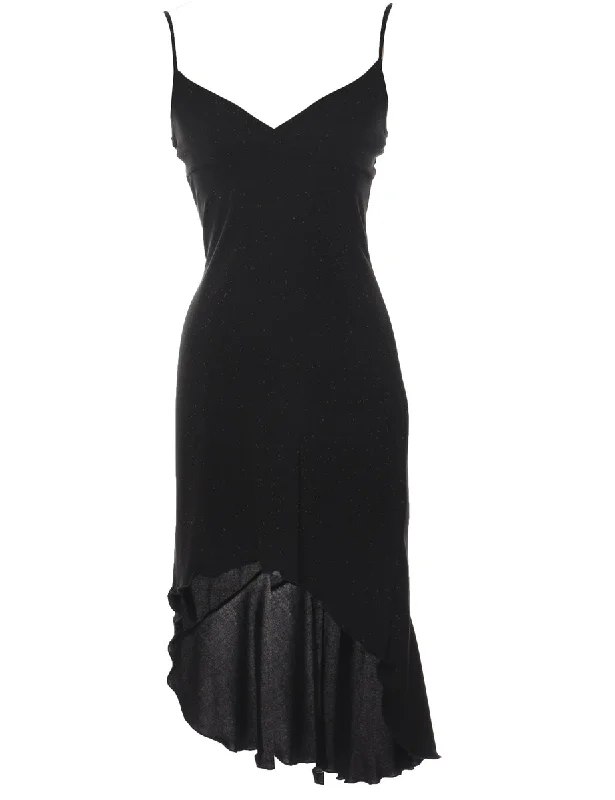 Black Strappy 1990s Evening Dress - S