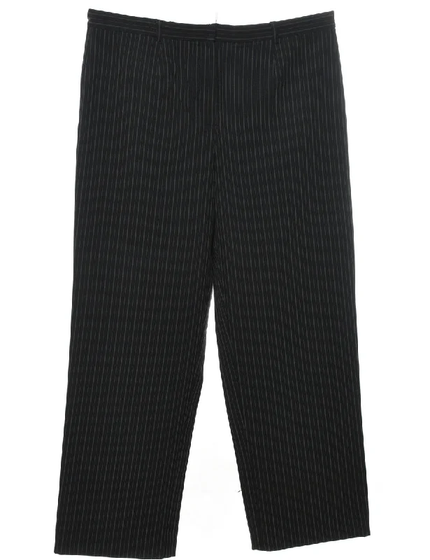 Black Striped Trousers - W36 L30