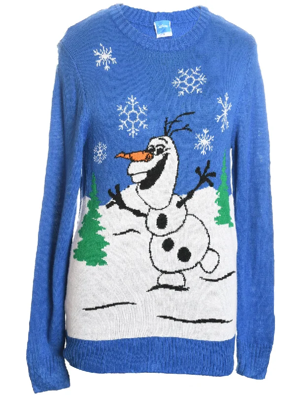 Blue Olaf Design Knit Christmas Jumper - S