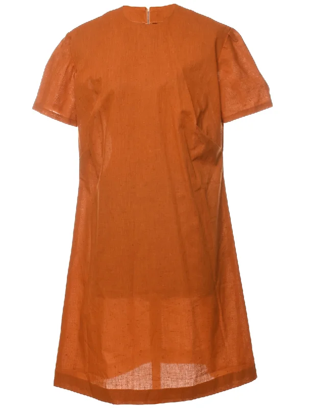 Burnt Orange 1960s Mini Dress - L